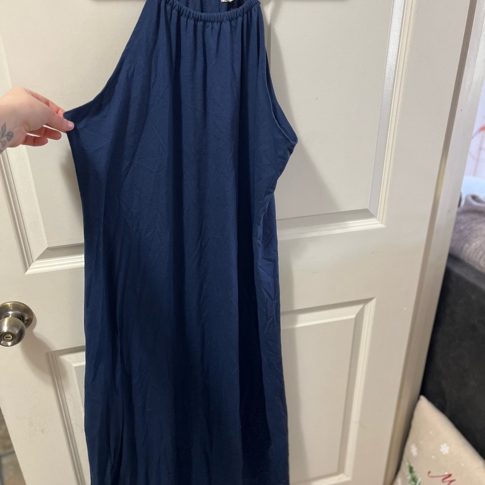 Casual Navy Blue Sleeveless Dress